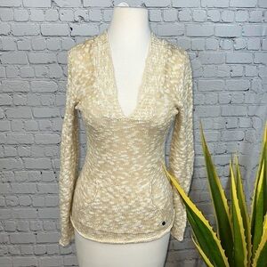 ROXY Cream & Beige Beach Hoodie Sweater, Size M